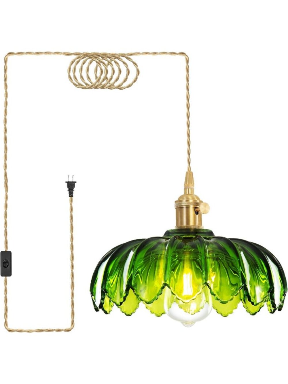 Stylish Plug-In Pendant Light Fixture with Cord - Modern Hanging Ceiling Lamp